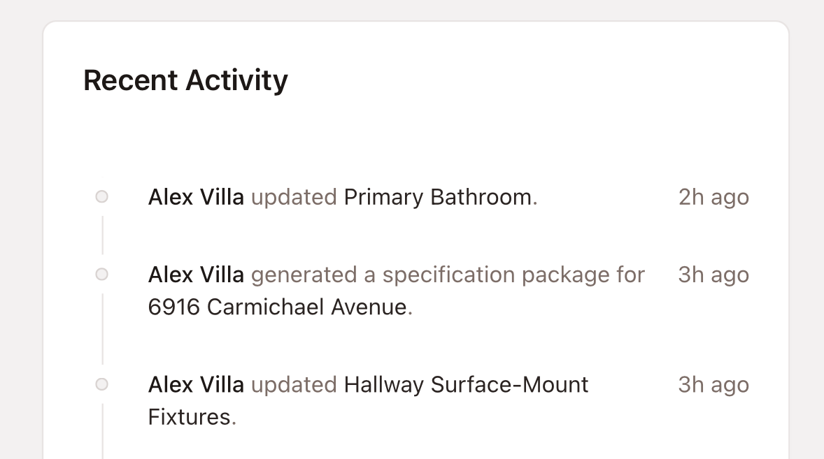 Home building software to track changes from interior designers