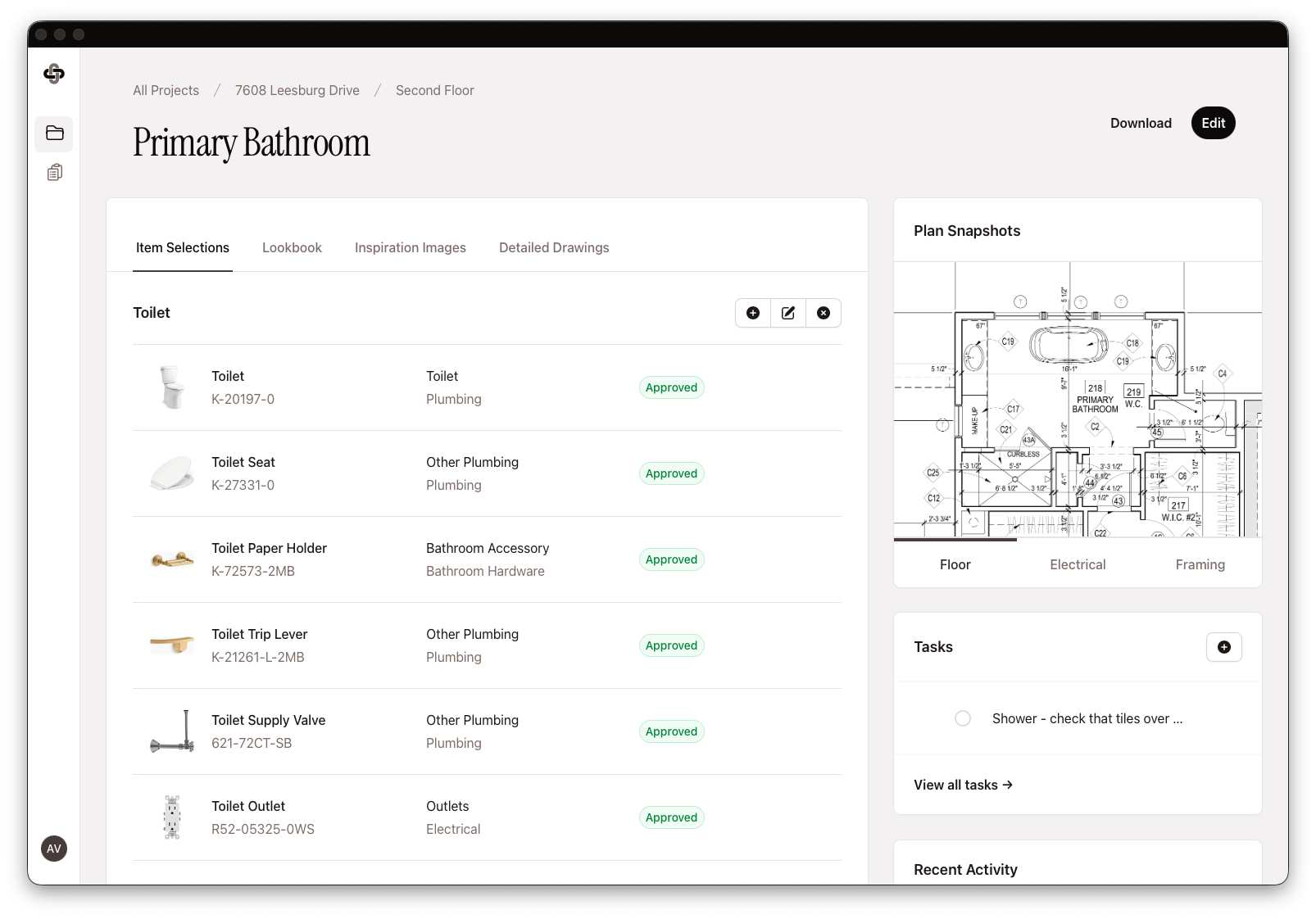 Fixture and Finish Features for Organizing Selections