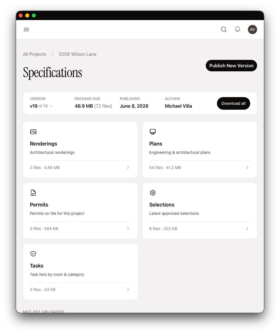 Activity history view showing a published version of selections with timestamps and user attributions for each change