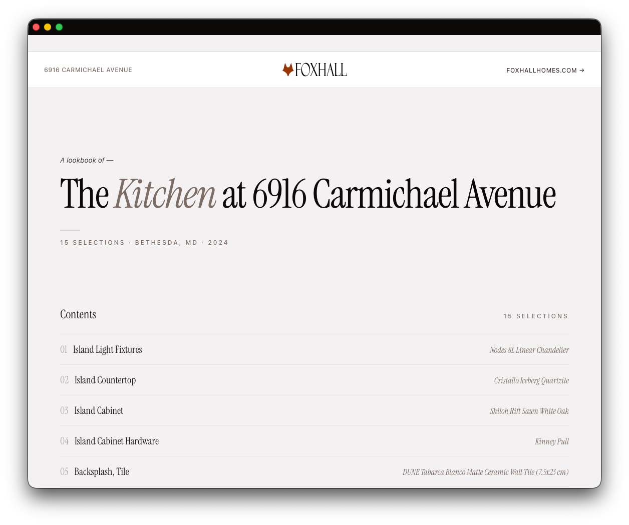 Lookbook view showing a 3x3 grid of inspiration images and selected products together, with a project name at the top